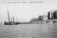 carte postale ancienne de Heyst Plage à marée haute